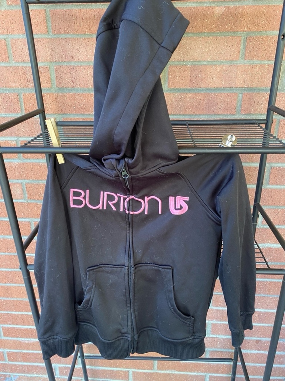 Burton Black Hoodie with Pink Logo for Kids
